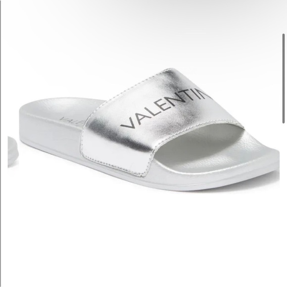 NEW Valentino silver slide sandal - Picture 1 of 6